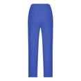thumbnail image 4 of IDALL Linen Pants Women Petite Pants Women Autumn Casual High Waisted Button Capris Regular Fit Solid Cropped Pant Baleaf Pants Women Summer Pants Blue S, 4 of 5