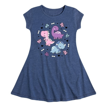 

Instant Message - Stacked Girly Dinos - Toddler And Youth Girls Fit And Flare Dress