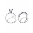 thumbnail image 2 of PalmBeach Jewelry Round Cubic Zirconia 2-Piece Solitaire Bridal Ring Set 2.70 TCW in Platinum-plated Sterling Silver, 2 of 6