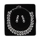 thumbnail image 1 of Glamorosos pendientes y collar de diamantes de imitación para bodas y conjunto de joyas nupciales de plata brillante y glamoroso para uso diario, 1 of 8