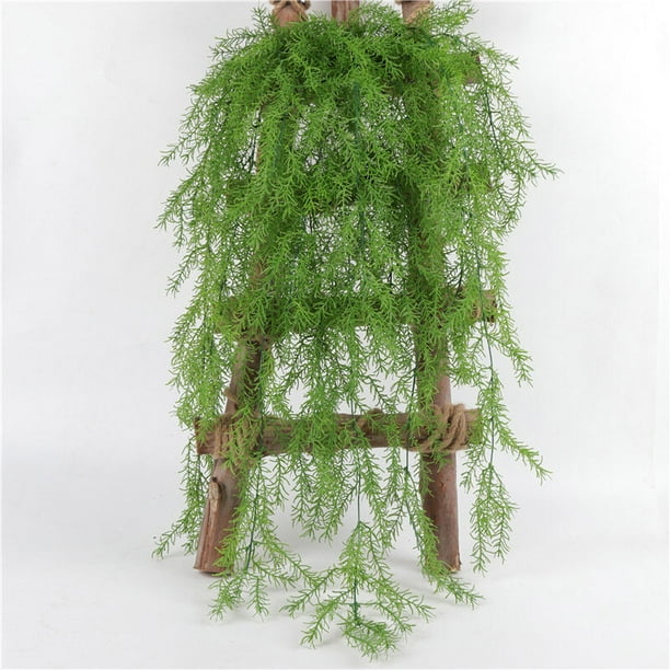 Aguja de pino de 3 puntas para colgar en la pared, planta simulada de ratán, cesta colgante para el hogar, decoración, suministros de boda, flores falsas que cuelgan de aproximadam