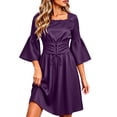 thumbnail image 6 of Oksale Medieval Dress for Women Elegant Vintage Flared Sleeve Lace Up Midi Dresses Halloween Square Neck Renaissance Dress 2026 Purple M, 6 of 8