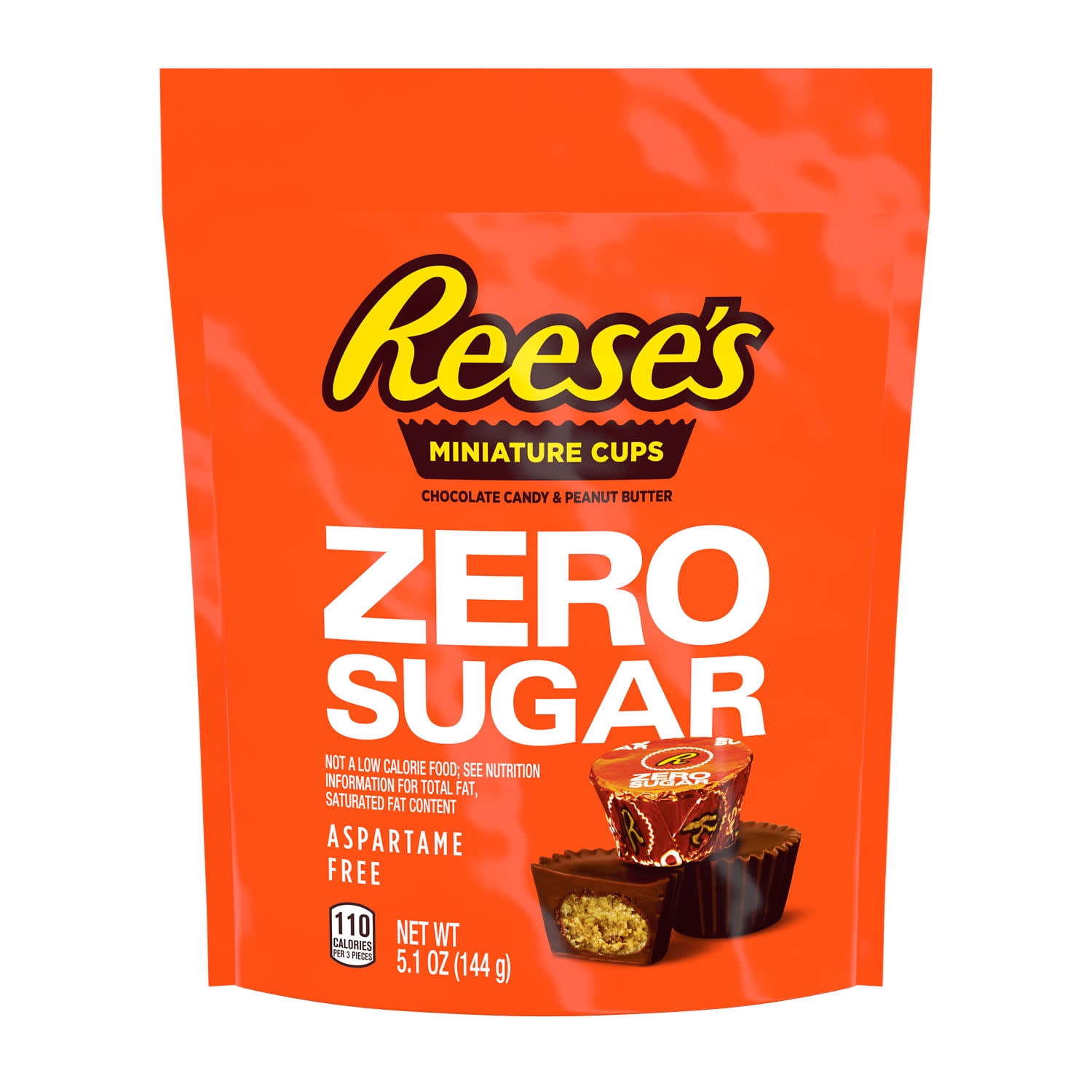 Reese's Zero Sugar Miniatures Chocolate Peanut Butter Cups Candy, Bag 5.1 oz