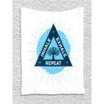 thumbnail image 1 of Inhale Exhale Tapestry, Spa Yoga Meditation in Triangle with Tree of Life Tranquil Graphic, Wall Hanging for Bedroom Living Room Dorm Decor, 40W X 60L Inches, Night Blue and White, by Ambesonne, 1 of 2