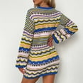 thumbnail image 5 of Meichang Colorful Striped Knit Sweater Dresses for Women Fall Winter Long Sleeve Crewneck Short Sweater Dresses, 5 of 10