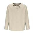 thumbnail image 4 of Mens Casual Beach T-Shirts Lace Up V Neck Long Sleeve Blouse Loose Fit Lightweight Solid Color Tops, 4 of 7