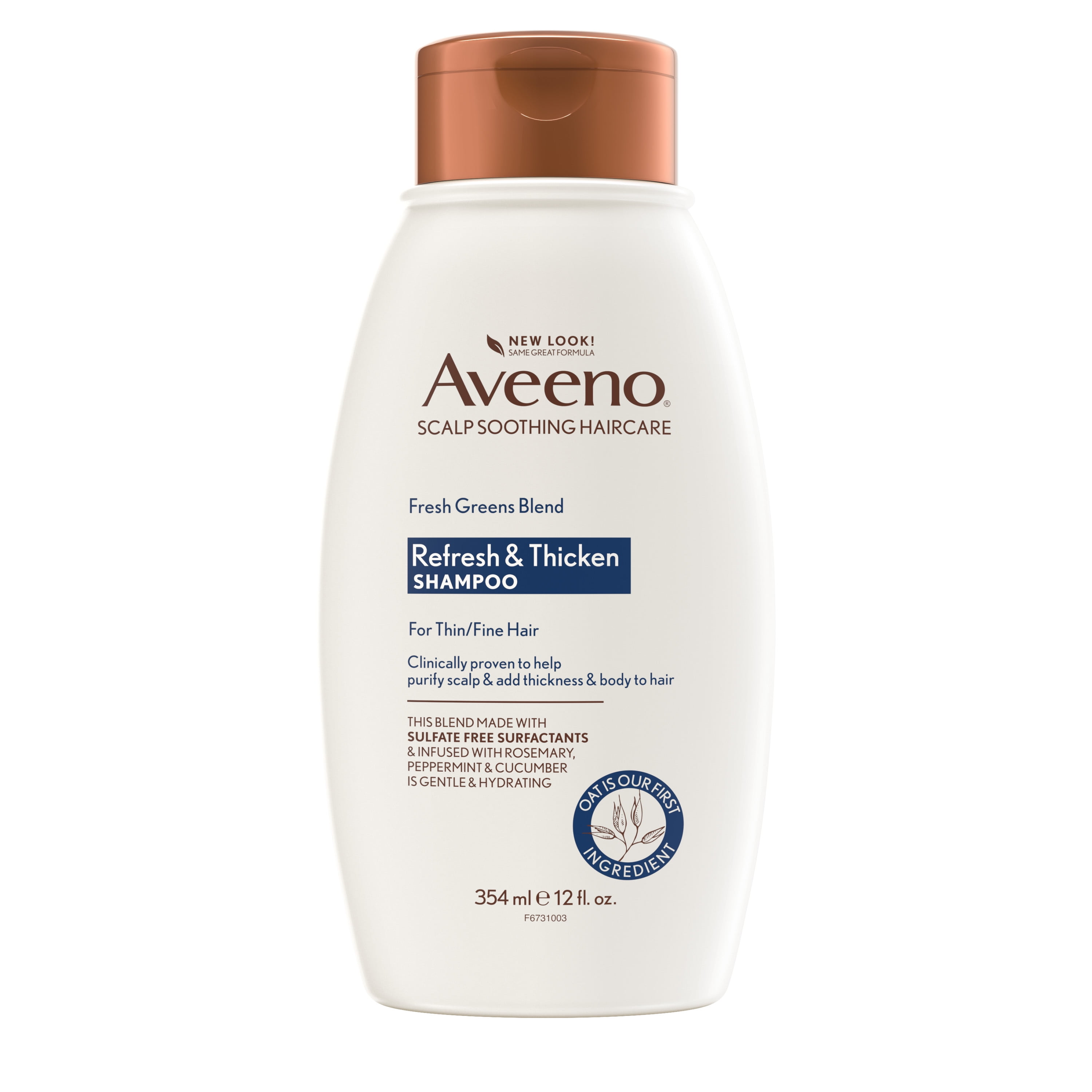Aveeno Fresh Greens Blend Natural Volumizing Shampoo, Cucumber, Rosemary, for Fine Hair, 12 fl