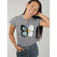 thumbnail image 2 of Half Butterfly Half Daisy T-Shirt Women -Image by Shutterstock, Female 4X-Large, 2 of 4