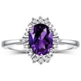thumbnail image 1 of RYLOS Bagues pour Femmes Bague en Or Blanc 14K avec Pierre Précieuse Ovale 7X5MM et Diamants Étincelants Bijou Améthyste de Février Taille 6, 1 of 7