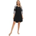 thumbnail image 6 of Women 3/4 Sleeve Sleeve Nightgown Loose Fit Sleepshirt Spring Fall Sunmer Calf-Length Soft House Dress Round Neck Comfy Sleepwear Loungewear, Black S-3XL, 6 of 9
