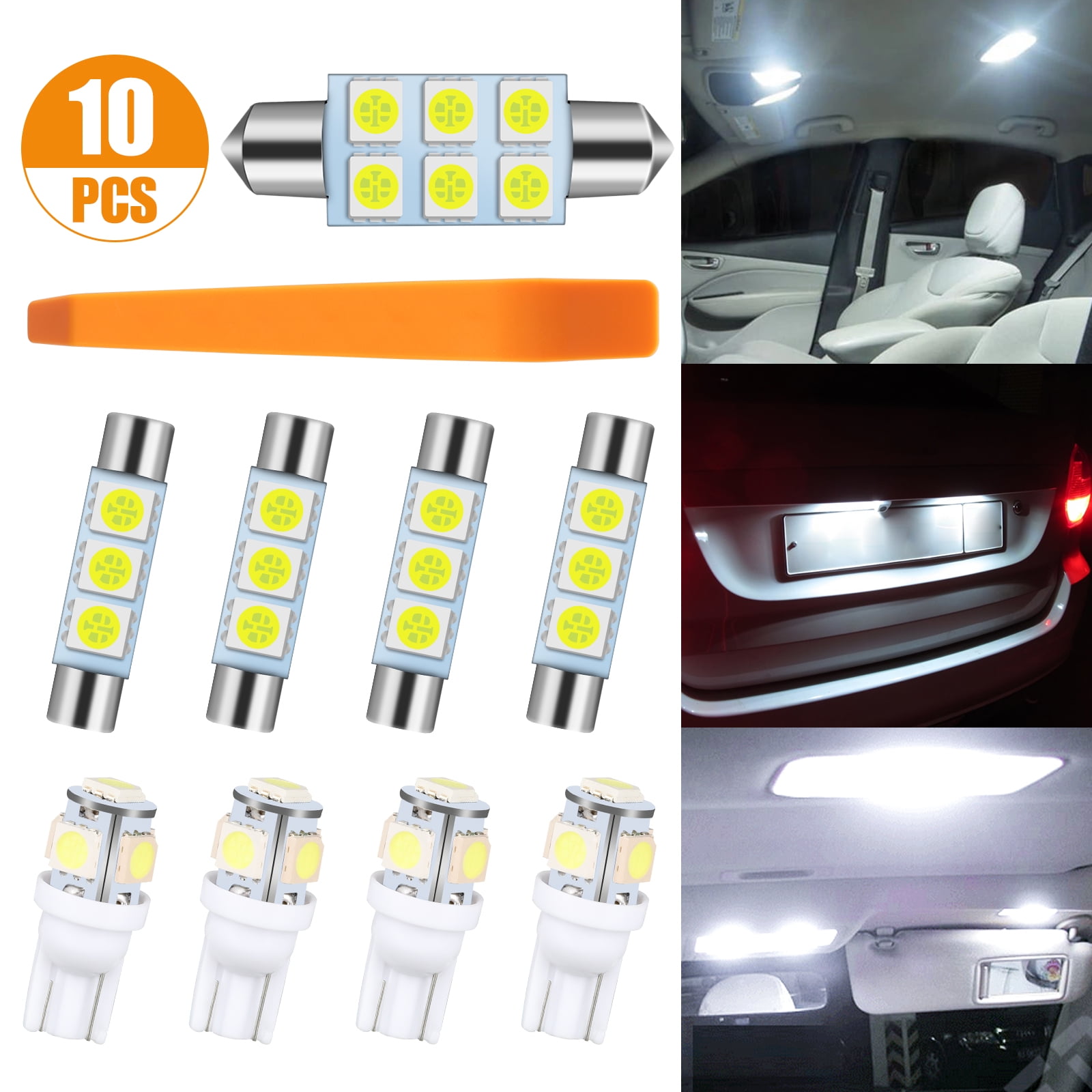 10pcs LED Xenon White Light Interior Package Kit for Jeep Wrangler
