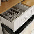 thumbnail image 3 of JassmiPkwy Triple Trash Cabinet Tilt-Out,30 Gallon Farmhouse Laundry Hamper Cabinet w/3 Drawers,Hidden Wooden Trash Can Cabinets with Storage Basket for Kitchen-White, 3 of 7