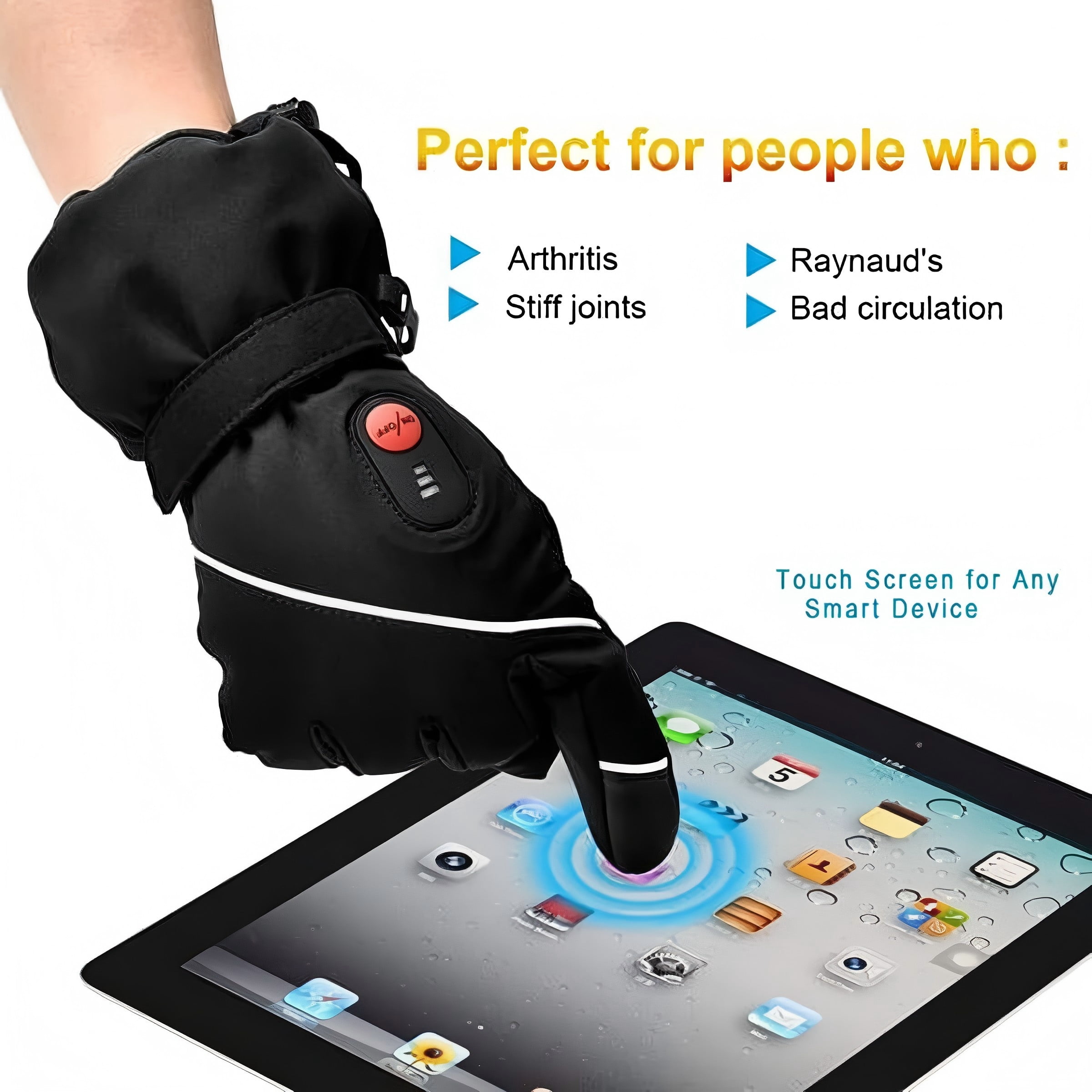 Snow deer Unisex Heated Gloves 7.4V 2200mAh Electric Rechargeable Winter Warm Glove Liners for Arthritis Raynaud Thin Gloves Riding Ski Snowboarding Hiking Cycling Hand Warmers
