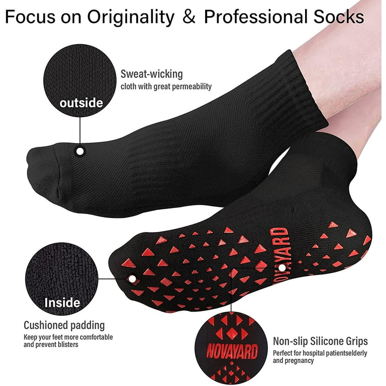 4 Pairs Non Slip Socks Hospital Non Skid Sticky Grip Socks Yoga Pilates  Socks Men Women