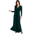 thumbnail image 5 of KOH KOH Long Sleeve Modest Fall Winter Evening Flowy Empire Waist Full Floor Length Cocktail Formal V-Neck Tall Maxi Dress Gown Abaya For Women Emerald Green XXX-Large US 22-24 NT171, 5 of 7