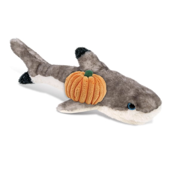 DolliBu Super Soft Blacktip Reef Shark Stuffed Animal with Pumpkin Decor - Pumpkin Plush Animal for Fall, Halloween and Thanksgiving, Pumpkin Toy for Baby, Kids, Adults - 16.5 Inches