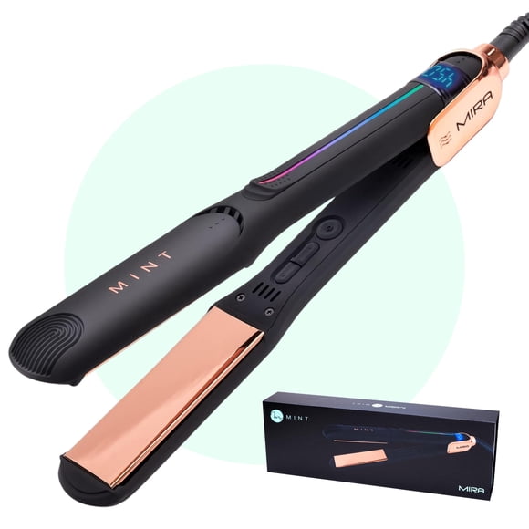 Plancha de pelo de titanio MIRA Professional Series para cabello grueso y fino | Potente plancha alisadora de una sola pasada | Plancha alisadora y rizador en uno | Plancha plana de 1 1/4 de pulgada d