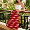 thumbnail image 2 of Jane Wardrobe Elastic High Waist Polka Dot A-Line Midi Skirt Women Stretch Flowy Vacation Casual Long Skirt 1PC XS-XXL Plus Size Friendly, 2 of 6