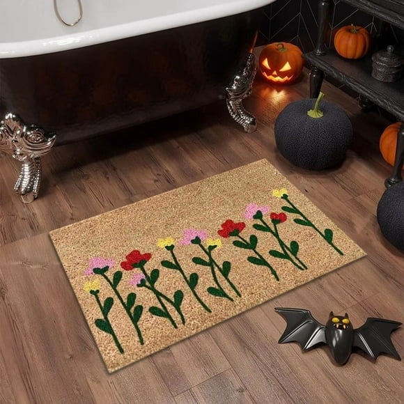 Tapete Decorativo de Halloween para Entrada, Sala de Estar o Cocina | Base Antideslizante | Elimina La Suciedad | Multiusos | Material de Poliéster Cómodo | 80 X 50 X 0,5 Cm | Marrón