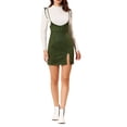 thumbnail image 5 of INSPIRE CHIC Women's Split Hem Tie Shoulder Straps High Waist Suspender Skirt Olive Green L, 5 of 6