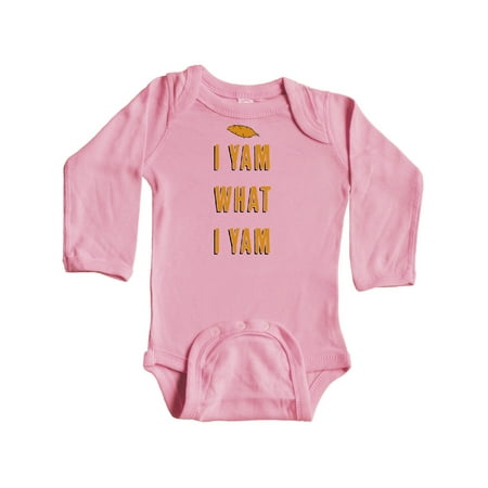 

Inktastic Thanksgiving I Yam What I Yam Funny Gift Baby Boy or Baby Girl Long Sleeve Bodysuit