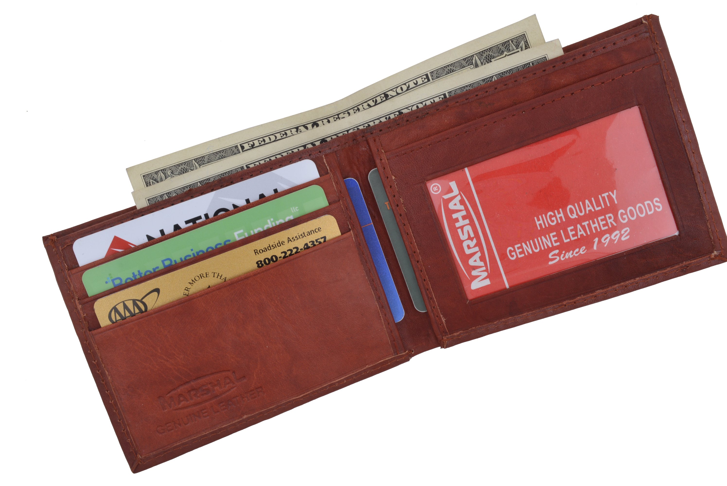 Mens Slim Bifold Cowhide Leather Wallet with ID Window 1160 CF