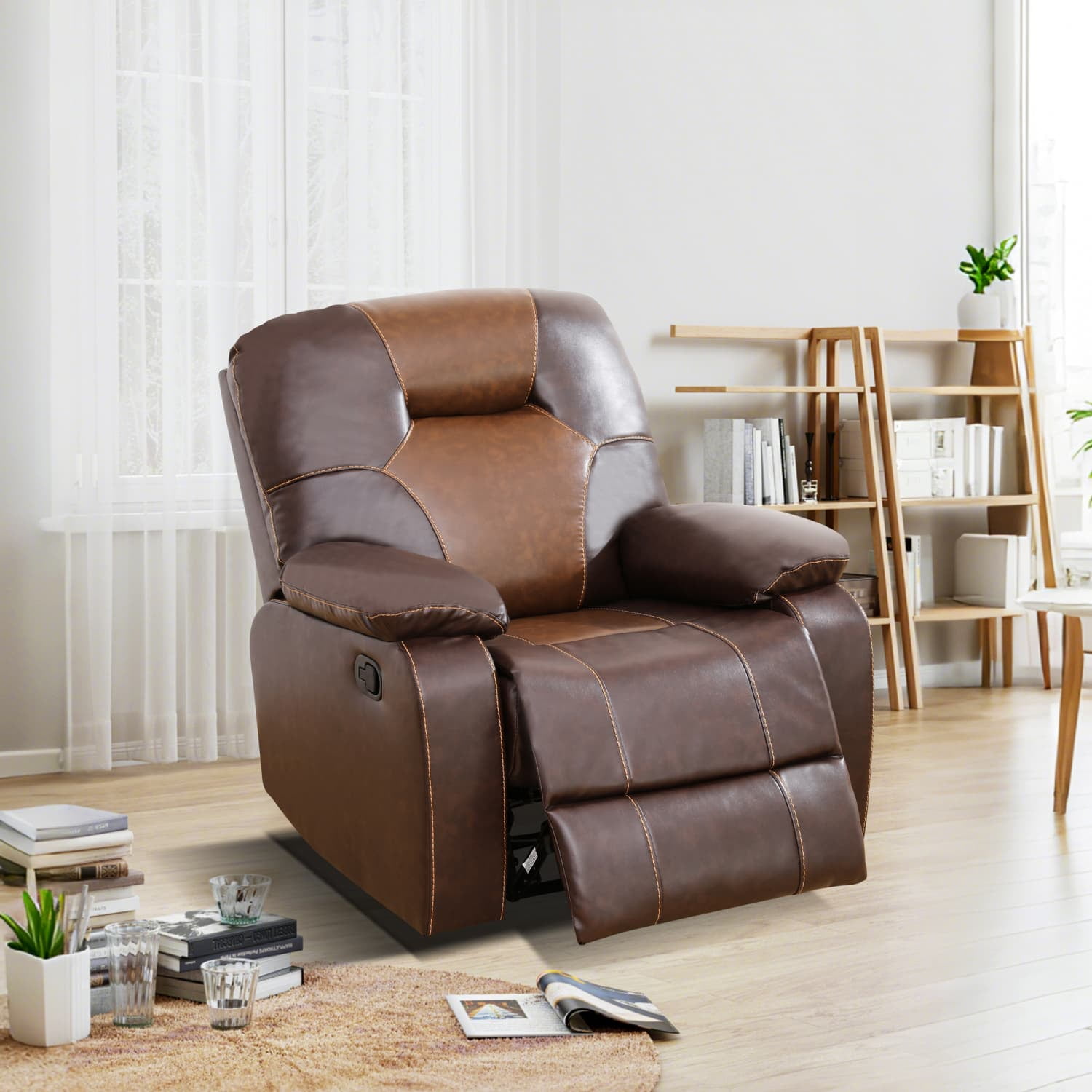 Bonded Leather Unit Sofa Chair - Modern Sofa with Intelligent Functions, Solid Wood Frame, and High-Quality Sponge for Living Room