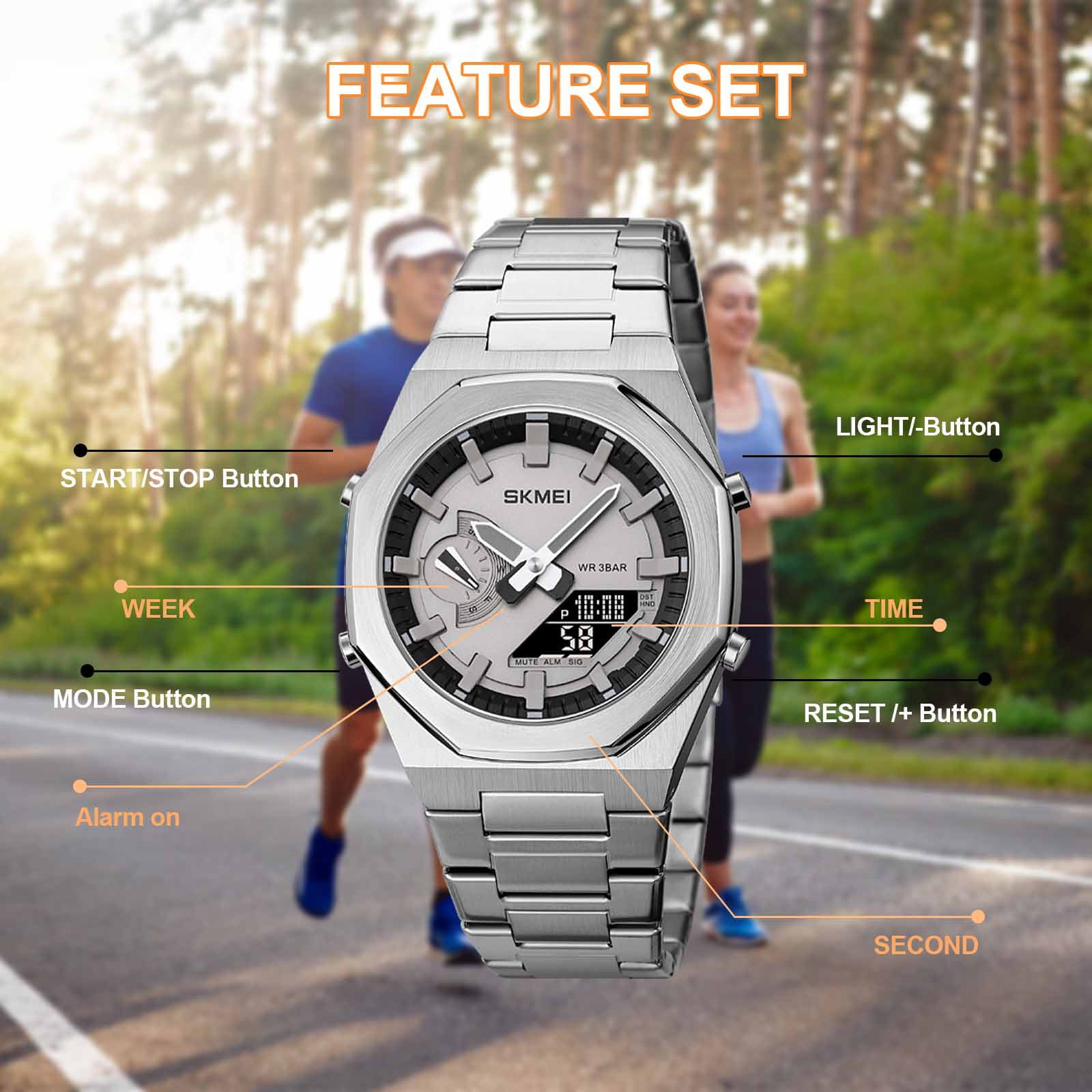 SKMEI Men's Digital Watch, Sports Waterproof Military Watches for Men LED Casual Stopwatch Alarm Tactical Men's Wrist Watches