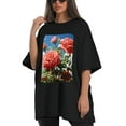 thumbnail image 4 of Plus Size Shirt for Women Oversized Black Tops for Women Short Sleeves Shirt for Women Rose And Sky3 T Shirt Crewneck Shirt for Women M, 4 of 5