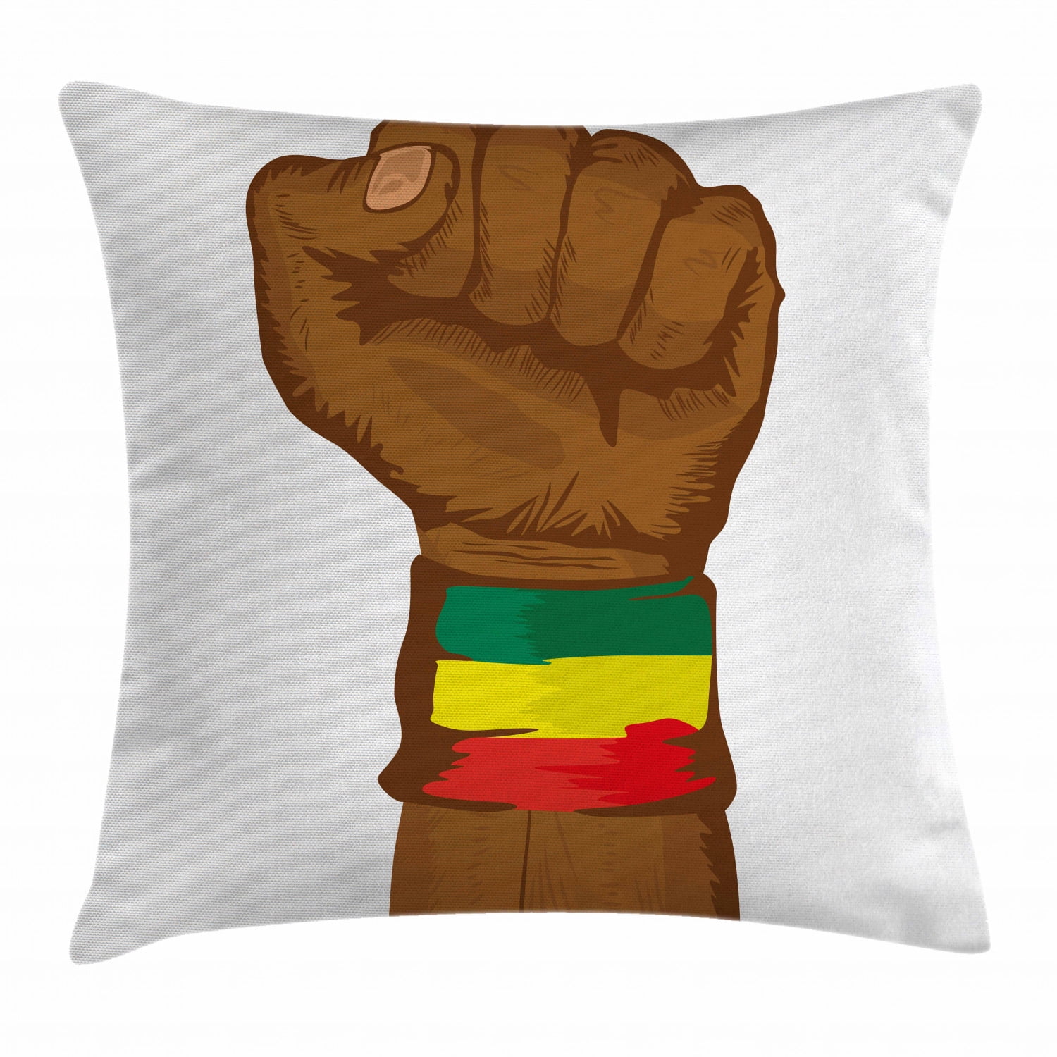 Rasta Throw Pillow Cushion Cover, Ethiopian Rebellion Symbol Wrist with