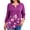 C6-Plum Hibiscus Border Print, variant on SHOWMALL Plus Size Floral Tops for Women, 3/4 Sleeve Button V Neck Vacation Tunic Blouse, Moss Green Cascading Floral, Size 3X