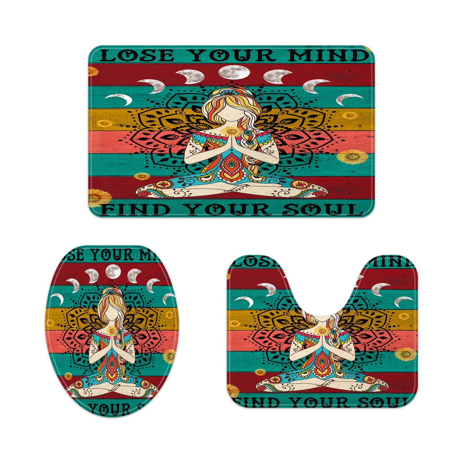 Chakra Meditation Bathroom Mat,Yoga Girl Mandala Spiritual Quotes Boho