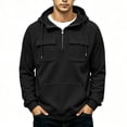 thumbnail image 5 of Hngshg Men's Hooded Sweatshirts Big and Tall Long Sleeve Quarter Zip Tops Textured Drawstring Pullover Hoodies, 5 of 7