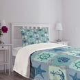 thumbnail image 3 of Ambesonne Anchor Quilted Bedspread Set 2 Pcs, Ships Wheel Turquoise, Twin Size, Turquoise Navy, 3 of 5