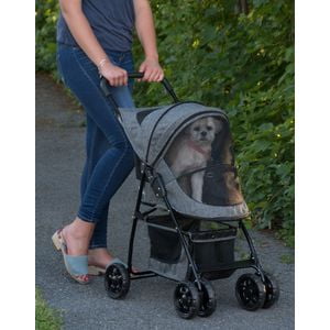 Pet Gear Happy Trails Pet Stroller for Cats/Dogs, Easy Fold with Removable Liner, Storage Basket, Dark Platinum, Model Number: PG8030DP