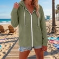 thumbnail image 5 of Women's Beach Cover Up Hooded Linen Shirts Long Sleeve Deep V Neck Solid Color Pocketed Vacation Bikini Coverup Tops Green XXL, 5 of 7