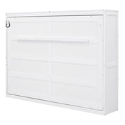 Newest Queen Size Murphy Bed Wall Bed with Cabinet, White - Space Saving Foldable Bed for Small Rooms, Plywood Frame