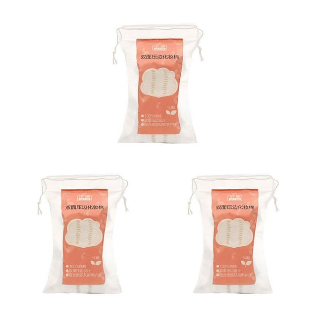 maskred 50 Pieces Makeup Pads Soft Cotton Double Sided Lip Cosmetics Foundation Eyeshadow Remover Travel Drawstring Holder 6 * 5cm 3Set