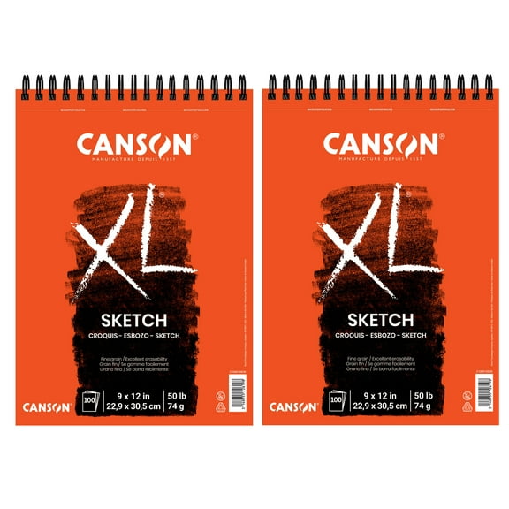 Canson XL Series Sketch Pad, Top Wire Binding, 100 Sheet, 9x12 inch, Pack of 2