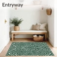 thumbnail image 3 of ODIKA 2'x3' Machine Washable Non-Slip Area Rug, Artisan Maze Stripe Design with Abstract Arrowhead Motifs High Traffic Rug with Pad, Green, 600524, 3 of 8
