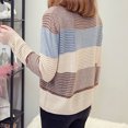 thumbnail image 3 of Jersey de punto a rayas con retazos de Rimocy para mujer, suéter informal de cuello redondo para otoño e invierno, jersey básico de manga larga que combina con todo para mujer, 3 of 5