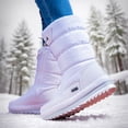 thumbnail image 4 of Botas Nieve Terciopelo Invierno para Mujer Antideslizantes Cálidas A Media Pantorrilla Botas Algodón Casuales Antideslizantes Zapatos Algodón Gran Tamaño (Z03 Blanco 38), 4 of 9