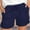 Dark Blue, variant on Women Summer Casual Shorts Elastic Waist Comfortable Straight Fit Breathable Lace Up Rolled Hem Stylish Pocket Design