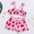 thumbnail image 2 of Zshosam Tankini Swimsuits for Teens Toddler Swimsuit Baby Girl Bathing Suit Sleeveless Bikini Top Ruffle Shorts Beach Swim Wear Size 7T 8T,(Red 7-8 Years), 2 of 3