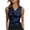 Navy, variant on Women's Sleeveless Blazer Top Solid Color Lapel Button Up Elegant Satin Shirt Casual Party Wedding Guest Cocktail Night Out Fashion, Black M