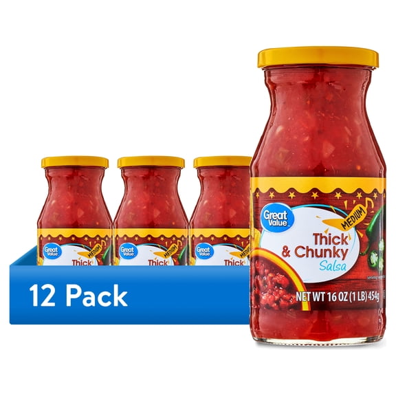 (12 pack) Great Value Thick and Chunky Salsa Medium, 16 oz