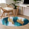 thumbnail image 4 of Round Rugs 4Ft, Abstract Teal Gold Round Area Rug Washable Indoor Throw Carpet, Green White Wall Art Textured Soft Non Slip Circle Rug for Kitchen Nursery Room Home Decor Aesthetic, 4 of 8