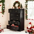 thumbnail image 2 of Ktaxon Large 6 Drawers Dresser Chests for Bedroom, Wood Chset of Drawers,Dressers Organizer for Bedroom, Living Room,Hallway, Black, 2 of 17
