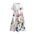 thumbnail image 4 of Ruyang Vintage Japanese Art Dress for Women 2024 Boho Floral Print Oversized Crewneck Linen Casua Summer Dresses Women's, 4 of 4