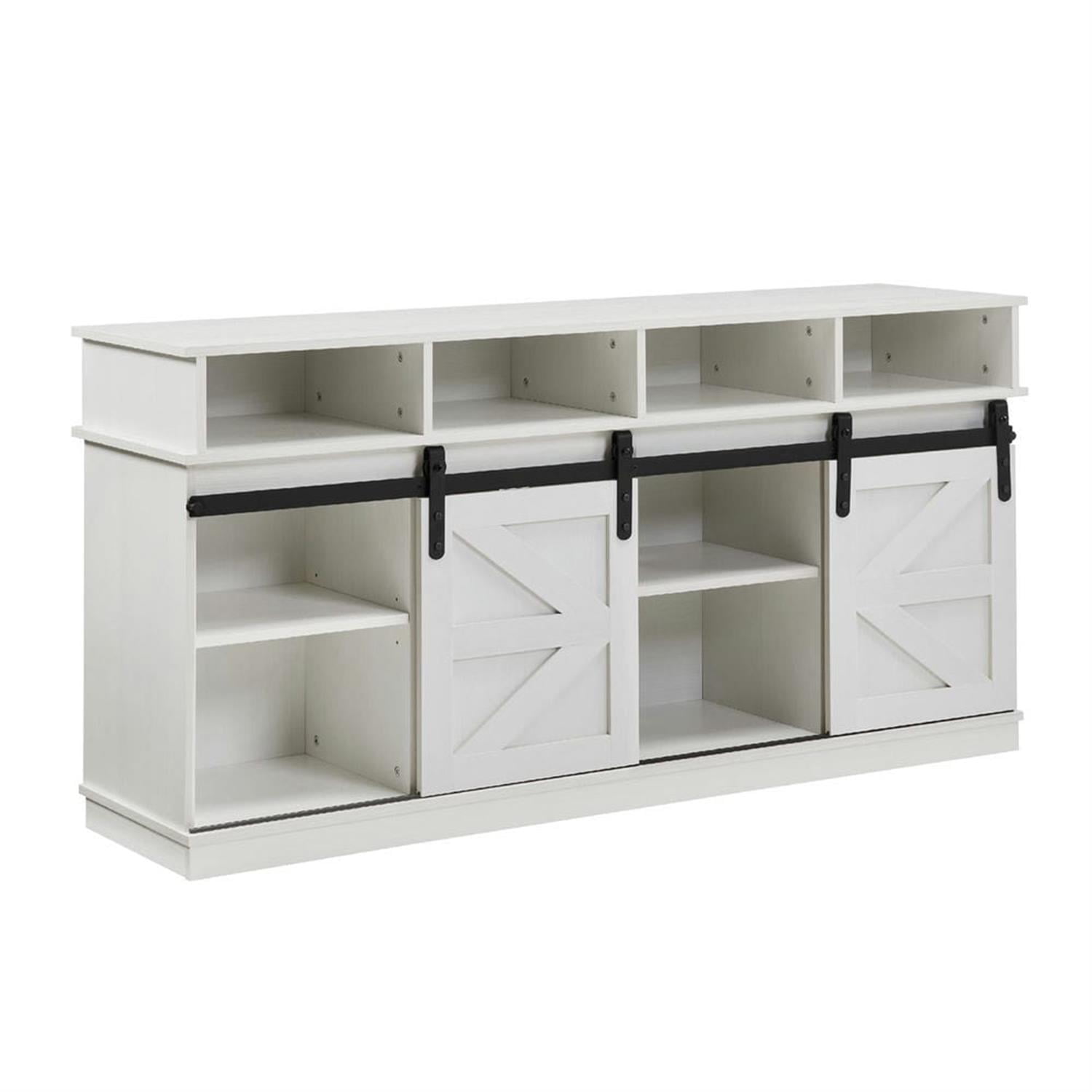 Demi Bonn Modern TV Stand with Sliding Barn Door, Farmhouse Wood Entertainment Center, Storage Cabinet Table Living Room with Adjustable Shelves for TVs Up to 65", White